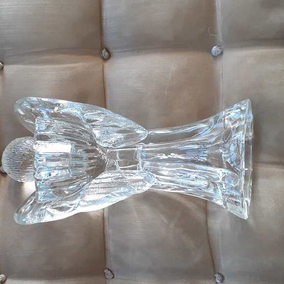 Vintage heavy pressed glass angel candle holder. - Picture 4 of 6